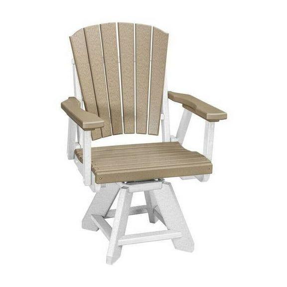 Dining Swivel Chair - Weatherwood HDPE Plastic - Outdoor Armchair - Heavy Duty
