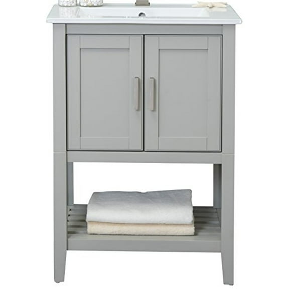 Maykoosh Bathroom Vanity Set with Sink - Modern Vanity Cabinet, Solid Poplar Wood, White Gray Finish