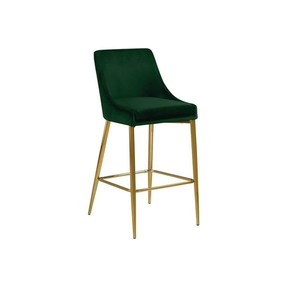 Rococo Romance Modern, Contemporary Velvet Upholstered Counter Stool with Polished Metal Legs and Foot Rest, Set of 2, Ideal for Bar and Pub Height Tables, 21.5"D x 17"W x 38"H