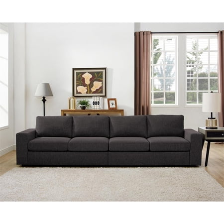 Maykoosh Rustic Ranch 4-Seater Sofa in Dark Gray Linen - Solid Wood and Comfortable Design for Stylish Modern Living Spaces