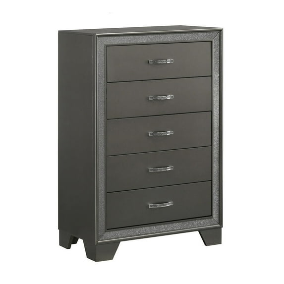 Tall 5 Drawer Dresser Chest - Modern Gray Bedroom Storage - Rustic Ranch Style