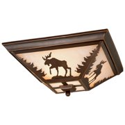 Maykoosh Rustic Ranch Bronze Rustic Moose Tree Square Outdoor Flush Mount Ceiling Light