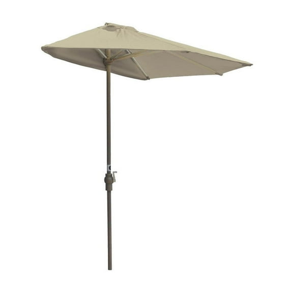 Wall Mounted Umbrella - 9' Beige Patio Brella - Space Saving Shade & Rain Protection - 99x106x54 Inches