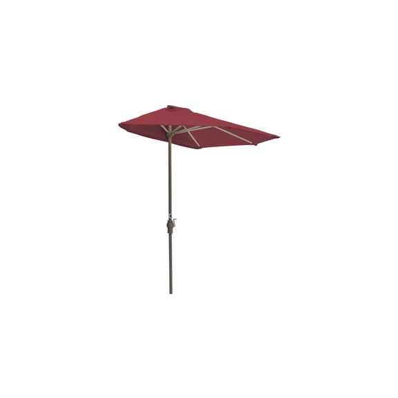 Half Umbrella 9' Wide - Jockey Red Patio Shade - Wall Mounted Awning - Easy Setup - Brella