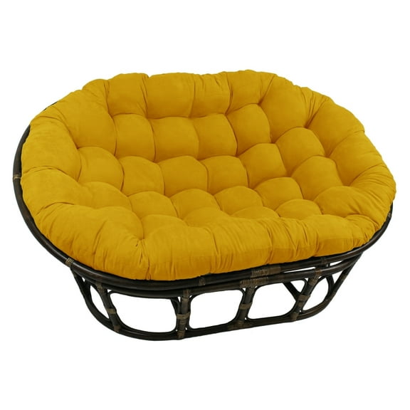 Double Papasan Chair Rattan & suede - Cozy Lounge Chair for Living Room, Bedroom, Patio