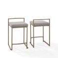 thumbnail image 1 of Modern Counter Stools - Set of 2 - Rustic Refinement - Gray & Gold - Kitchen Island Seating, 1 of 1