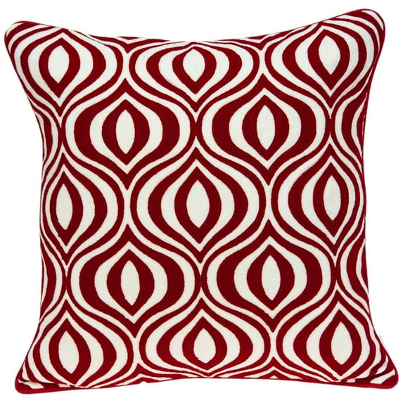 HomeStock Rustic Romance Square Throw Pillow, Contemporary Decorative Throw Pillow for Living Room Sofas and Sectionals-Color:Geometric Red