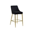 thumbnail image 1 of Rococo Romance Modern, Contemporary Velvet Upholstered Counter Stool with Polished Metal Legs and Foot Rest, Set of 2, Ideal for Bar and Pub Height Tables, 21.5"D x 17"W x 38"H, 1 of 6