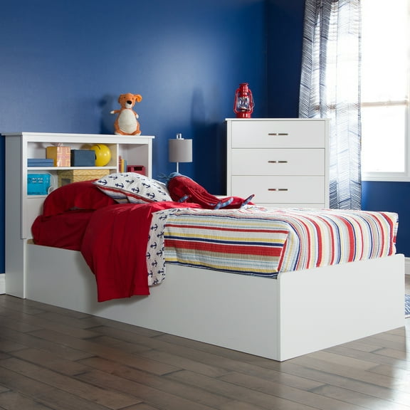 HomeStock Rustic Refinement Twin Size Mates Bed - Features 3 Drawers in Pure White Finish and Engineered Wood, Ideal for Maximizing Bedroom Storage
