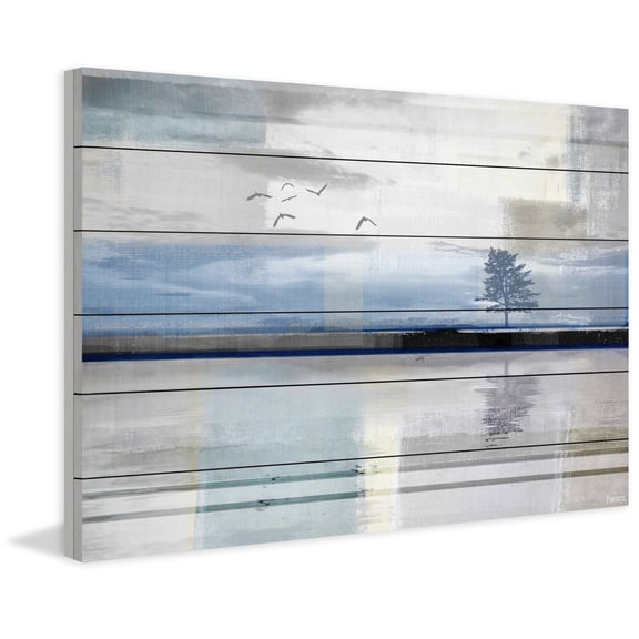 Rustic Bird Reflection Painting Print on Wood - Wall Art Home Decor