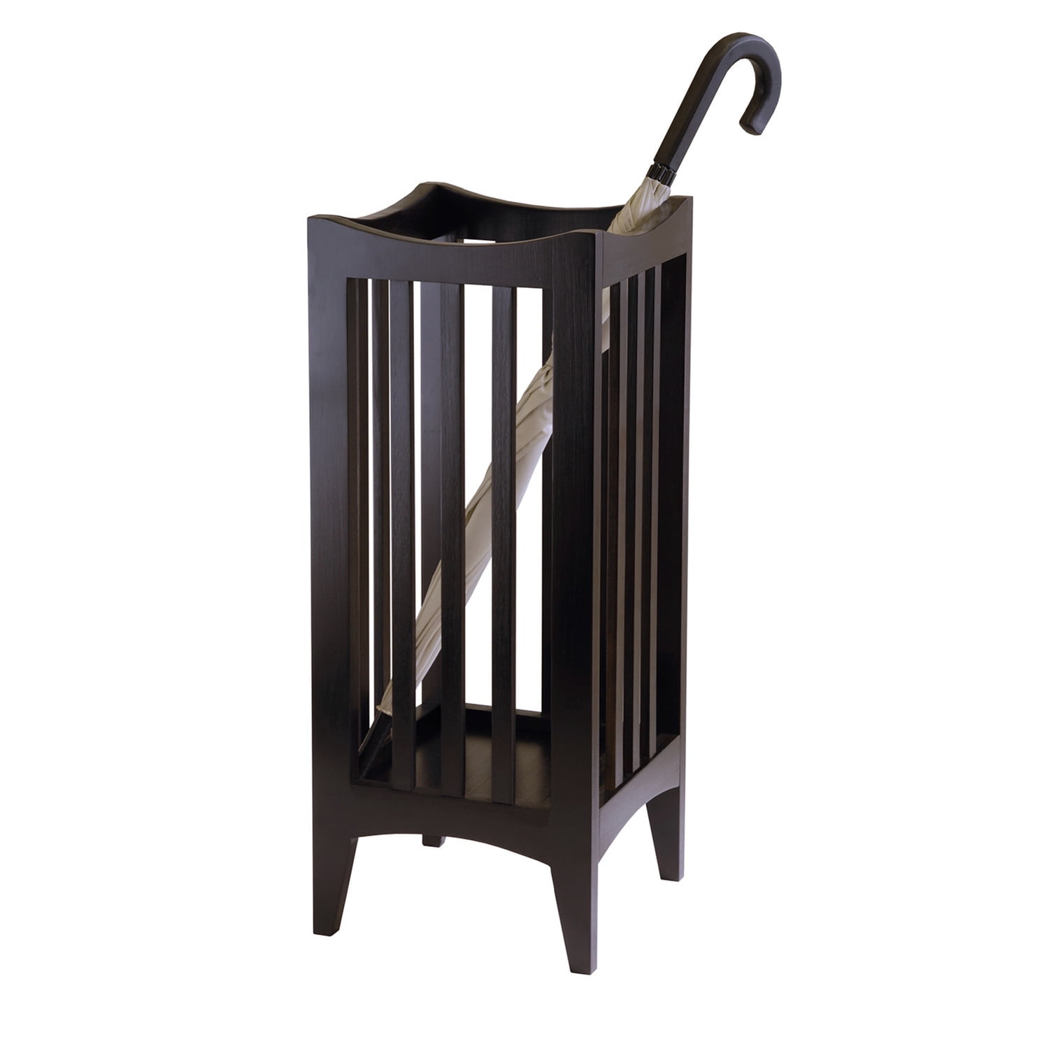 Cappuccino Brown Wood Slatted Umbrella Stand