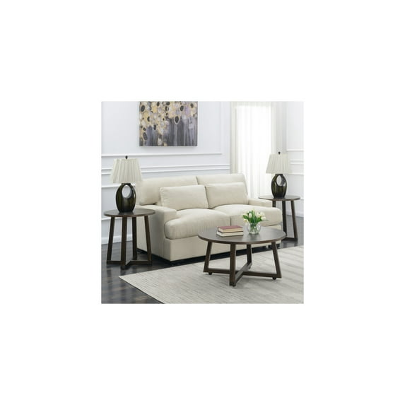 3Pc Occasional Table Set - Coffee & End Tables - Mid-Century Modern Smokey Walnut Living Room Set