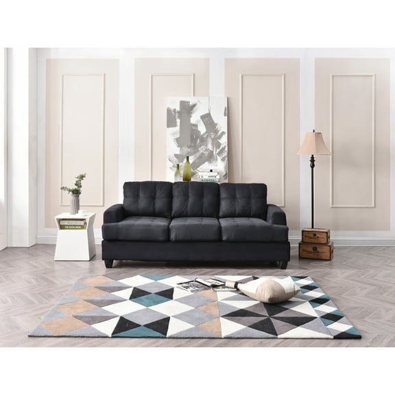 Rustic Retreat Sofa - Black Living Room Seating, Compact Design, Easy Assembly
