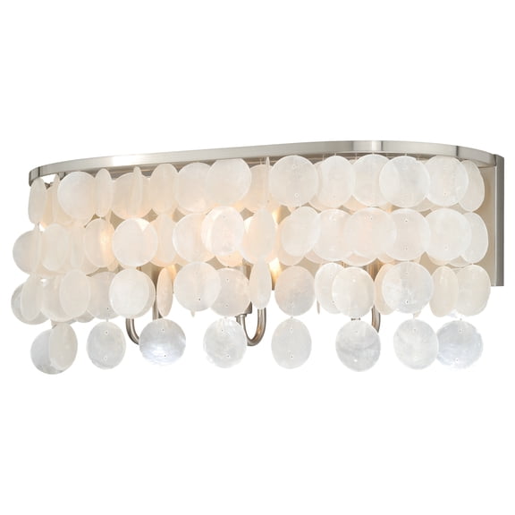Maykoosh Rustic Revival 3 Light Satin Nickel Capiz Shell Coastal Bathroom Vanity Fixture - 20.75"L x 8.75"W x 6.25"H