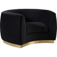 thumbnail image 1 of Maykoosh Lakefront Luxury Modern, Contemporary Velvet Upholstered Chair with Stainless Steel Base in Rich Metallic Finish, Living Room Furniture-Color:Black and Gold,Size:Armchair, 1 of 10