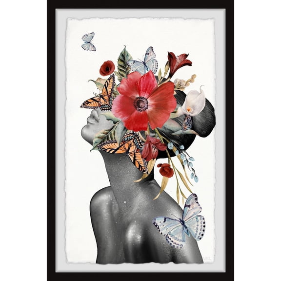 Rustic Bloom Framed Painting Print - Wall Art Home Decor - Floral Landscape Picture for Living Room