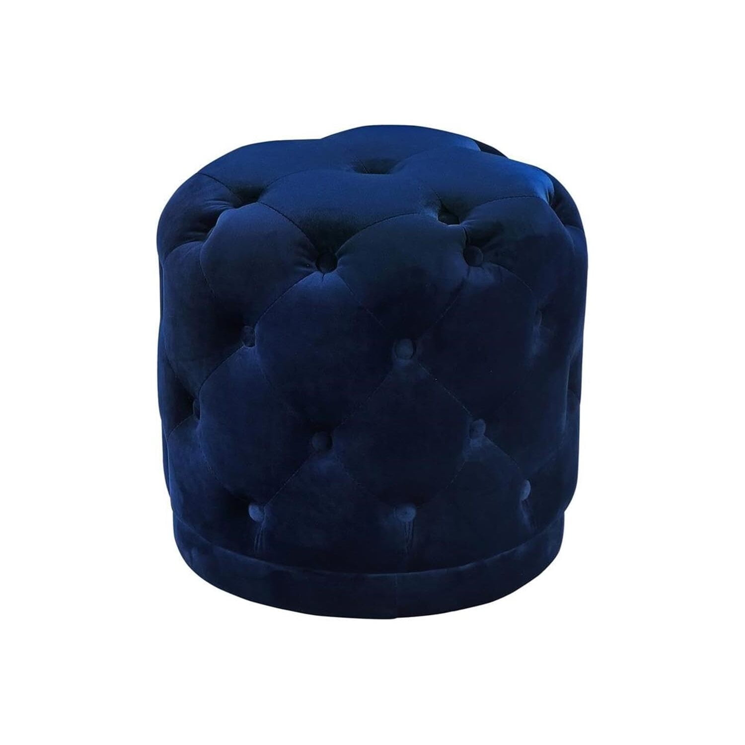 Harper Luxe Navy Velvet Tufted Round Pouf Ottoman