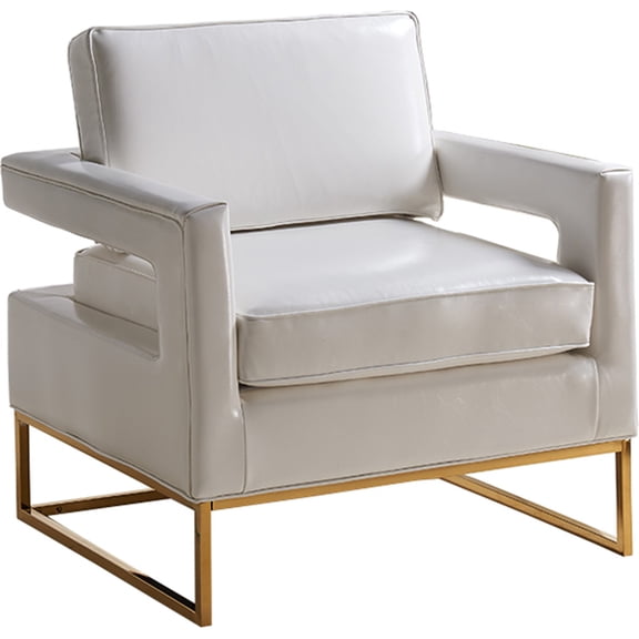 Maykoosh Rustic Revival Contemporary Style White Leather Accent Chair, Foam Padding Seat, Stackable - 29.5"D x 33.5"W x 35.5"H