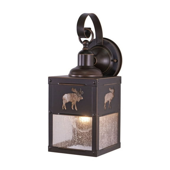 Rustic Moose Wall Lantern - Bronze Outdoor Light - Clear Glass Shade - Lodge Cabin Decor