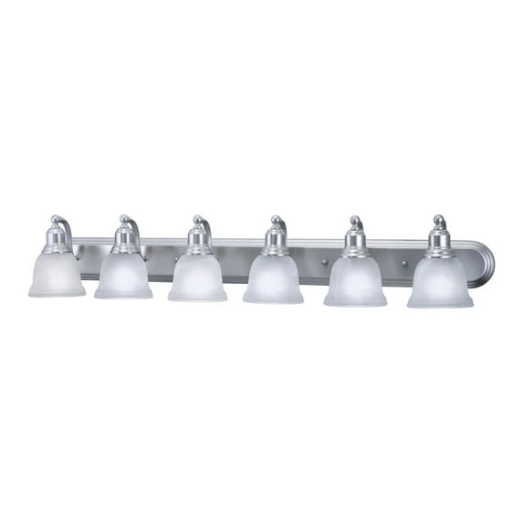 6 Light Vanity Light Brushed Nickel Bathroom Fixture - Rustic Romance Style