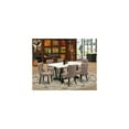 thumbnail image 1 of 7-Pc Mid Century Dining Set - Linen Fabric Chairs & Table - Black/White, 1 of 5