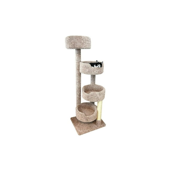 Maykoosh Rustic Romance Large Cat Stairway Neutral Color Solid Wood Cat Playground, Modern Multi-Level Cat Tree Tower for Indoor Cats, 20"L x 20"W x 55"H-Color:Brown