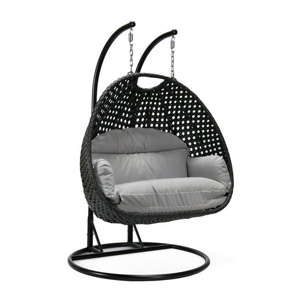2 Person Hanging Egg Chair - Outdoor Wicker Swing Seat - Patio Porch Swing - Comfortable Seating