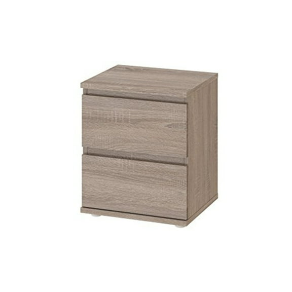 Maykoosh Seaside Style Drawer Nightstand, Compact Two-Drawer Design with Truffle Finish, 15.83" D x 13.39" W x 18.98" H
