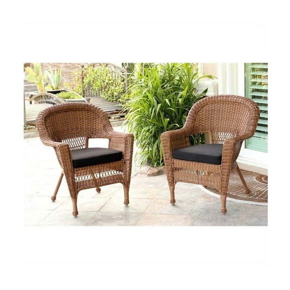 Classic Comfort Resin Chairs - Set of 2 - Stackable Outdoor Patio Lounge Chairs with Cushions