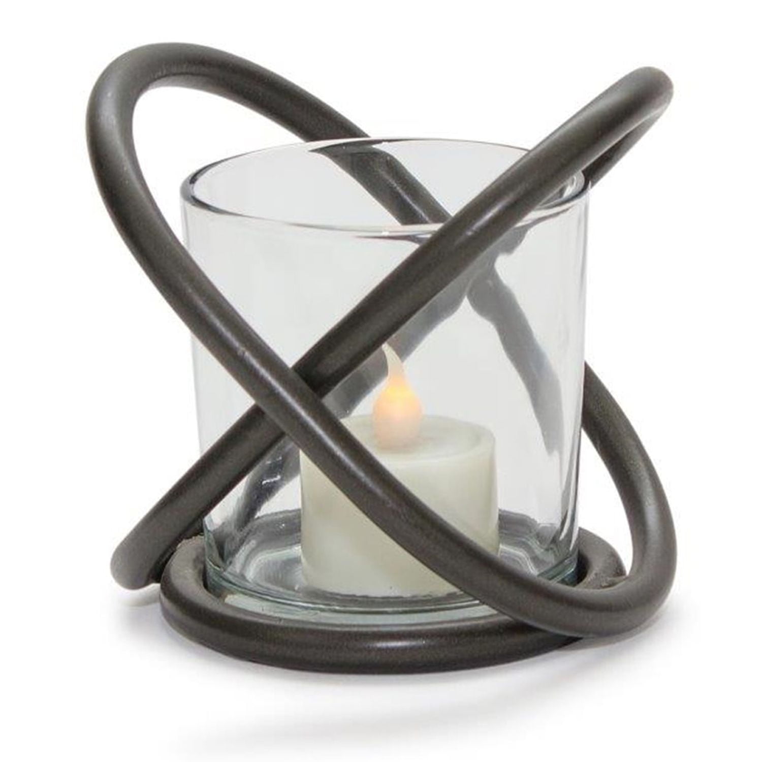 Bronze and Glass Modern Votive Candle Holder Set