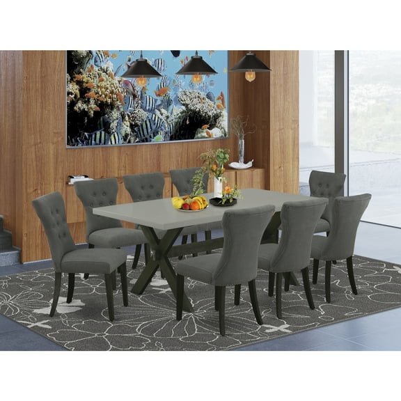 Neo-Classical Dining Set - 9 Piece TableChairs - Hardwood Frame - Rectangular Table - Parson Style