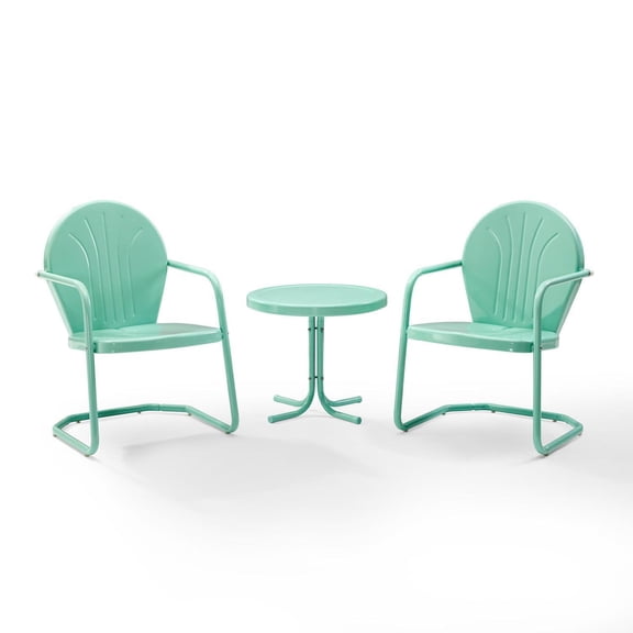 Outdoor Metal Armchair Set - 3 Piece Patio Furniture - Bistro Table & Chairs - Modern Retro Design