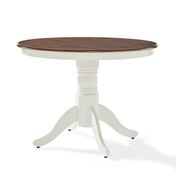 Maykoosh Sophisticated Simplicity Dining Table, Round, Distressed White/Mahogany, 42"D x 42"W x 30.5"H, Antique Finish, Charming Dining Table for All Dining Spaces