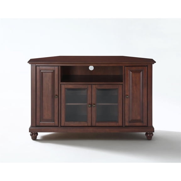 Maykoosh Sophisticated Simplicity 48" Corner Tv Stand In Mahogany, Accommodates Tvs Up To 50", Adjustable Shelves, Concealed Storage, Ideal For Family Rooms.