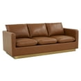 thumbnail image 1 of Maykoosh Sophisticated Simplicity s Modern Mid-Century Upholstered Leather Sofa with Gold Frame, 1 of 5