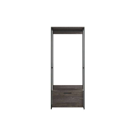 Walk-In Closet Organizer - Wood & Metal Frame - 1 Drawer - Rustic Gray - Storage Solutions