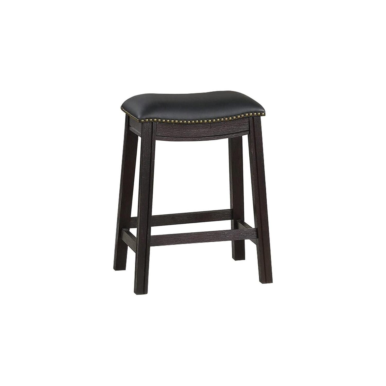 Adjustable Saddle-Style Swivel Counter Stool in Black Leather