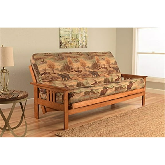 Full Size Futon Frame - Southwestern Style Sofa Bed - Hardwood Futon - Barbados Finish