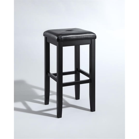 Bar Stools Set of 2 - Southwestern Style Upholstered Square Seat - Mahogany/Black - Kitchen Dining Room