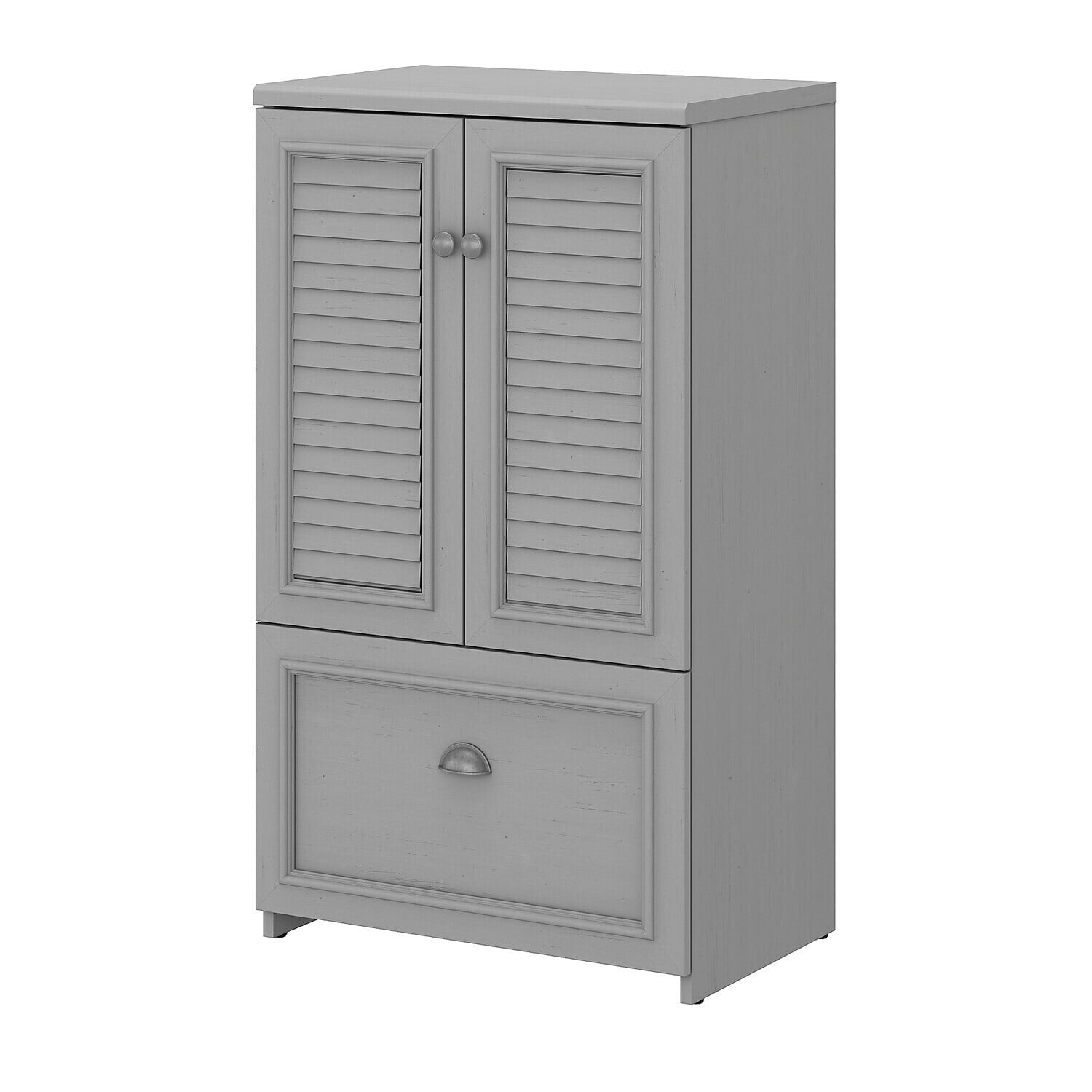 Antique Black Farmhouse Office Storage Cabinet with Adjustable Shelving