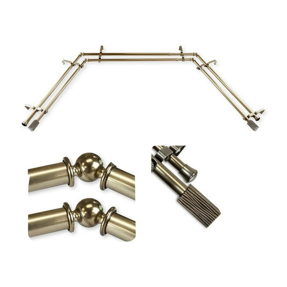 Telescoping Curtain Rod Set Adjustable 38-72 Inch Brass Hardware