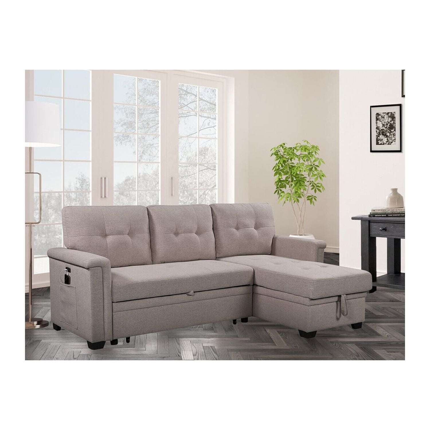 Maykoosh Suburban Soiree Dark Gray Reversible Sleeper Sectional Sofa