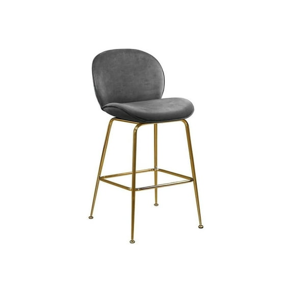 Suburban Sophistication Modern, Contemporary Velvet Upholstered Counter Height Stool with Durable Metal Frame, Set of 2, Round Back, 21" W x 18" D x 38" H
