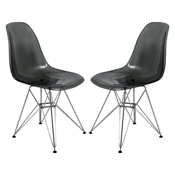 Eiffel Side Chairs - Modern Plastic Accent Chairs - Set of 2 - Chrome Leg Dining Chairs