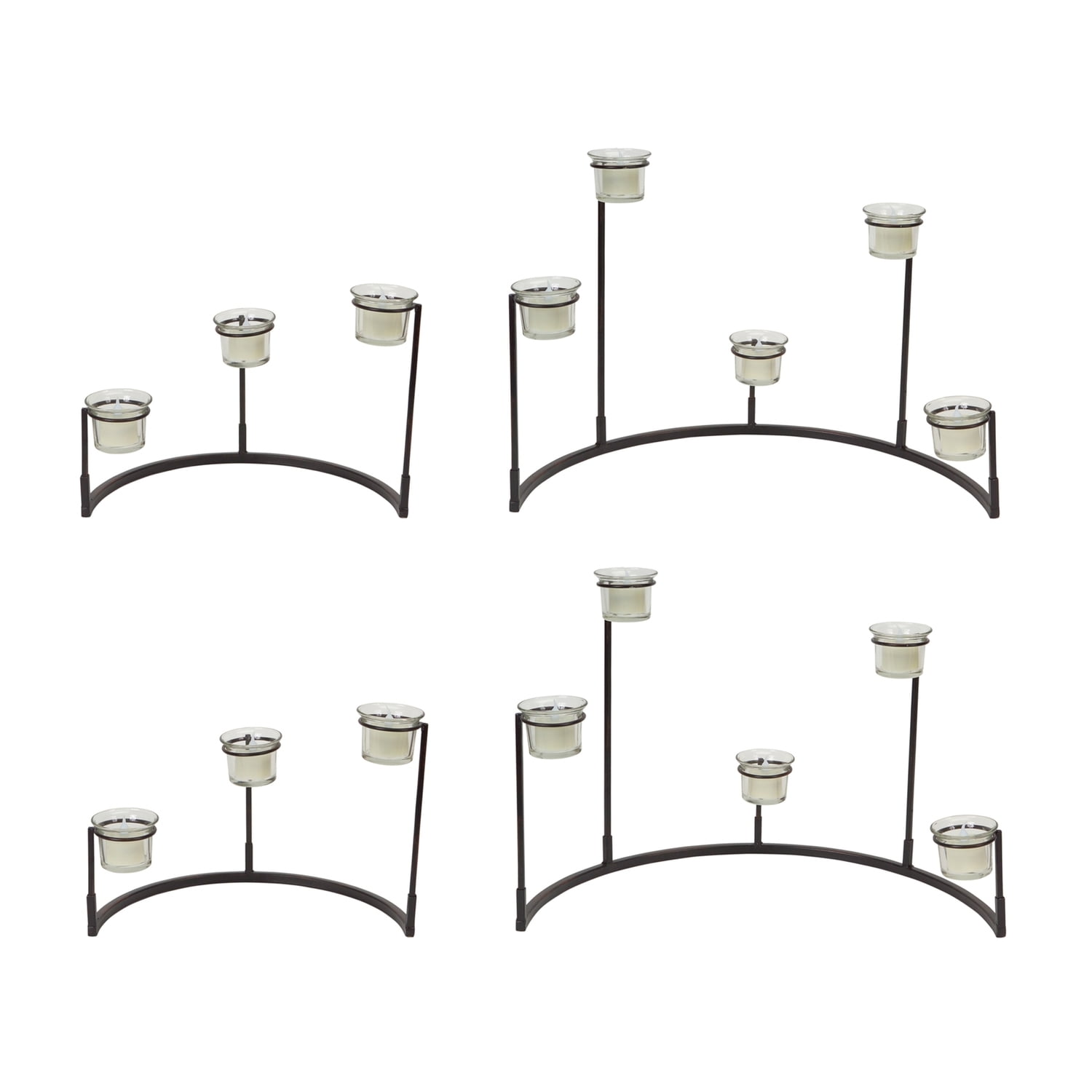 Festive Tiered Votive Candle Holder Stand Set, Metal/Glass