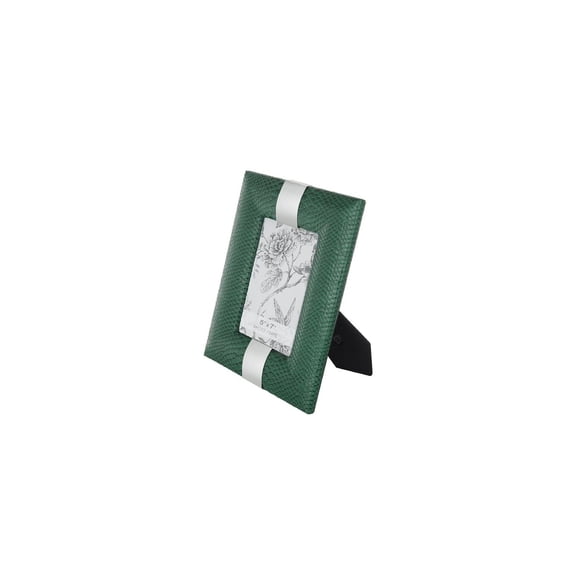 5x7 Photo Frame - Green Silver Textured Easel Display - 8.5x10.5 Inch Picture Frame