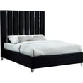 thumbnail image 1 of Maykoosh Timeless Tradition Modern , Contemporary Velvet Upholstered Bed with Deep Channel Tufting and Chrome Accent Design-Color:Black,Size:King, 1 of 10