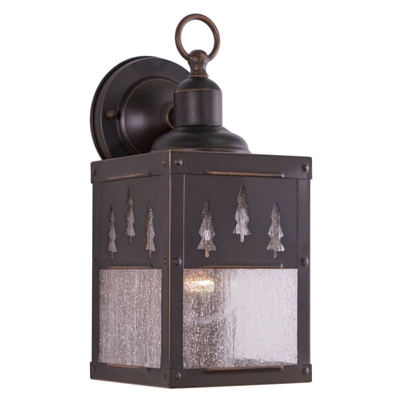 Outdoor Wall Lantern Bronze Rustic Tree Light Fixture Clear Glass Shade