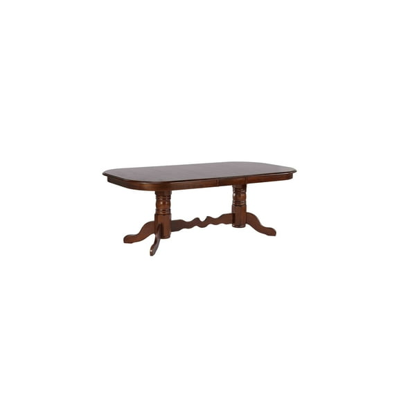 Extendable Dining Table - Oval Double Pedestal Seats 10 - Chestnut Brown
