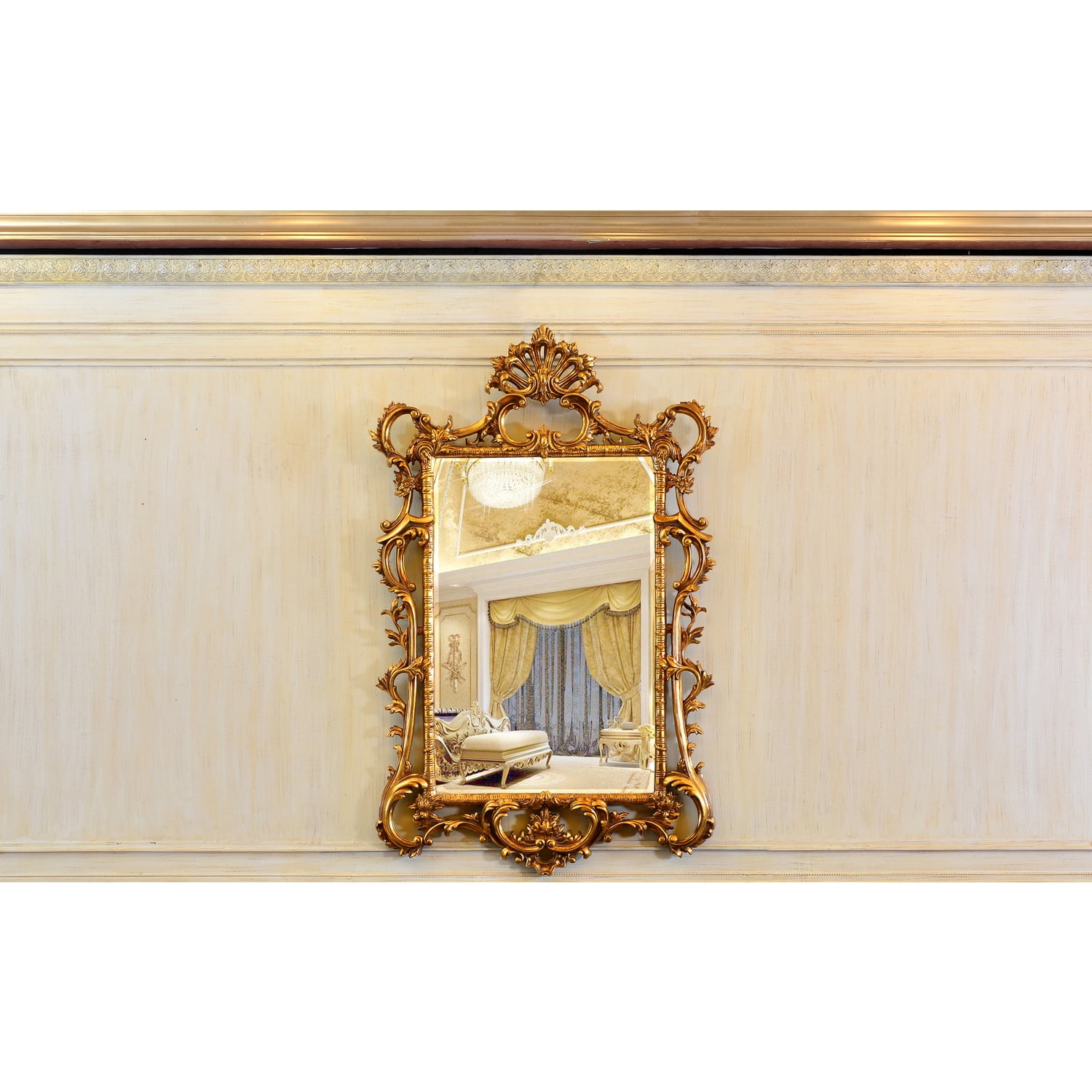 Antique Gold Hand Painted Solid Wood Framed Mirror